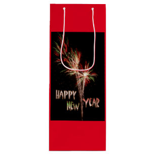 Sac Cadeau Pour Bouteille Bon Nouvel An Feu d'artifice RED Wine Bag