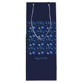 Sac Cadeau Pour Bouteille Bonne fête Hanoukka belle décoration bleue (Dos)