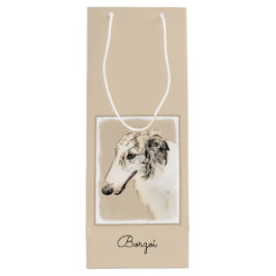 Sac Cadeau Pour Bouteille Borzoi (Argent Brindle) Peinture Chien Art origina