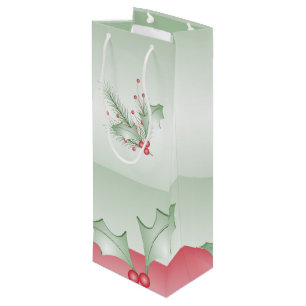 Sac Cadeau Pour Bouteille Bouges de rose verte Holly