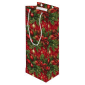 Sac Cadeau Pour Bouteille Bouges d'épinette et boules de Noël Vert rouge (Dos Angle)