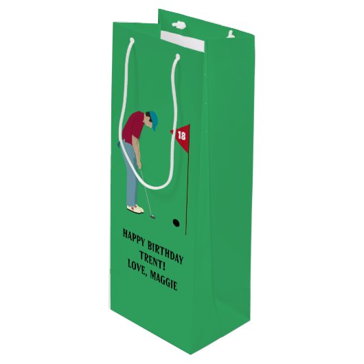 Sac Cadeau Pour Bouteille Boule de rouille verte (Devant Angle)