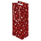 Sac Cadeau Pour Bouteille Boules de Noël en argent et rouge (Dos Angle)