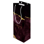 Sac Cadeau Pour Bouteille Bourgogne Gold Foil Agate Mariage Félicitations (Dos Angle)