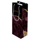 Sac Cadeau Pour Bouteille Bourgogne Gold Foil Agate Mariage Félicitations (Devant Angle)