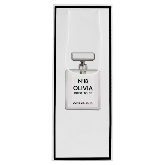 Sac Cadeau Pour Bouteille BRIDE Parisienne Thème Douche Mariée Anniversaire (Devant)