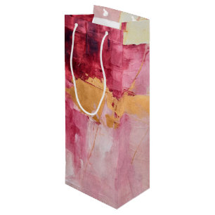 Sac Cadeau Pour Bouteille Brush artistique touche or et rose