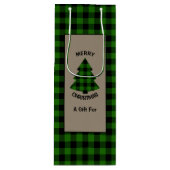 Sac Cadeau Pour Bouteille Buffle vert de la forêt Plaid Arbre de Noël (Devant)