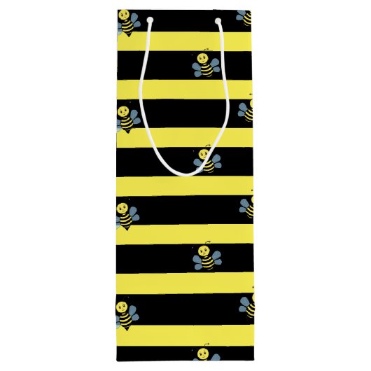 Sac Cadeau Pour Bouteille Bumblebebees sur Black Yellow Striped (Dos)