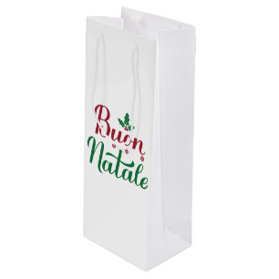 Sac Cadeau Pour Bouteille Buon Natale Noël rouge et vert