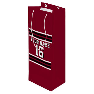 Sac Cadeau Pour Bouteille Burgundy Black Wht Team Jersey Numéro personnalisé
