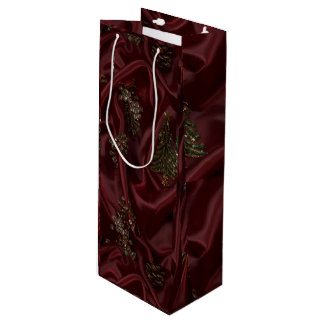 Sac Cadeau Pour Bouteille Burgundy Silk-Look Diamond