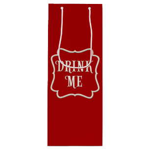 Sac Cadeau Pour Bouteille "Buvez-moi" Victorian Tea Party Dramatique Rouge
