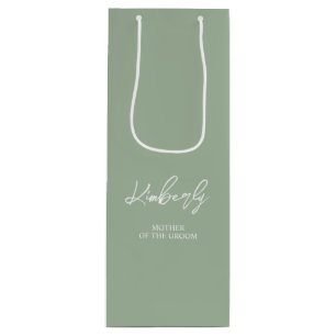 Sac Cadeau Pour Bouteille Cadeau Personnalisé de Mariage avec Nom en Vert Sa