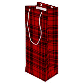SAC CADEAU POUR BOUTEILLE CADEAU ROUGE À DAMIERS PLAID (Dos Angle)