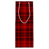 SAC CADEAU POUR BOUTEILLE CADEAU ROUGE À DAMIERS PLAID (Dos)