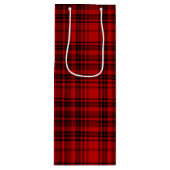 SAC CADEAU POUR BOUTEILLE CADEAU ROUGE À DAMIERS PLAID (Devant)