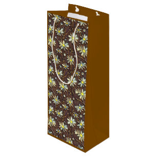 Sac Cadeau Pour Bouteille Camomiles en fleurs - Design moderne de motifs flo