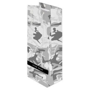 Sac Cadeau Pour Bouteille Camouflage gris neige d'hiver Votre nom Personnali