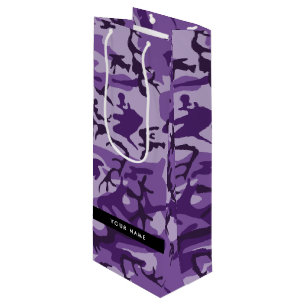 Sac Cadeau Pour Bouteille Camouflage violet Votre nom Personnalisez
