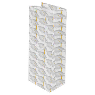 Sac Cadeau Pour Bouteille capuchons de graduation blancs avec goût or