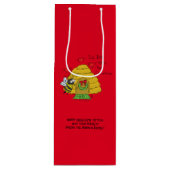 Sac Cadeau Pour Bouteille Caricature de Noël Bee Funny Holiday (Devant)