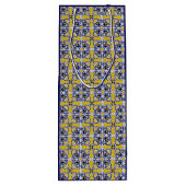 Sac Cadeau Pour Bouteille Carreaux portugais en bleu et jaune pour Noël (Dos)