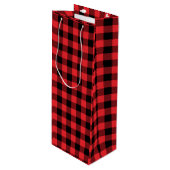 Sac Cadeau Pour Bouteille Carreaux Rouge Noir Buffalo (Devant Angle)