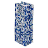 Sac Cadeau Pour Bouteille Carrelage d'azulejo antique motif floral (Devant Angle)