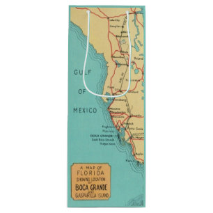 Sac Cadeau Pour Bouteille Carte de l'île de Boca Grande Useppa