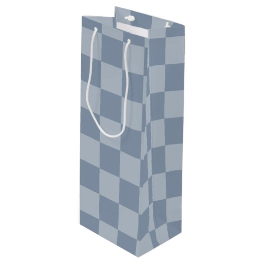 Sac Cadeau Pour Bouteille Carton bleu Dusty (Devant Angle)