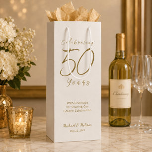 Sac Cadeau Pour Bouteille Célébration de 50 ans d'Ivoire doré