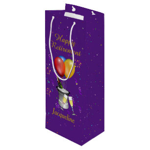 Sac Cadeau Pour Bouteille Célébration De La Retraite Étincelante Vin Violet