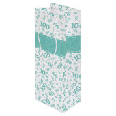 Sac Cadeau Pour Bouteille Centenarian 100e Turquoise Motif de nombre aléatoi (Dos Angle)
