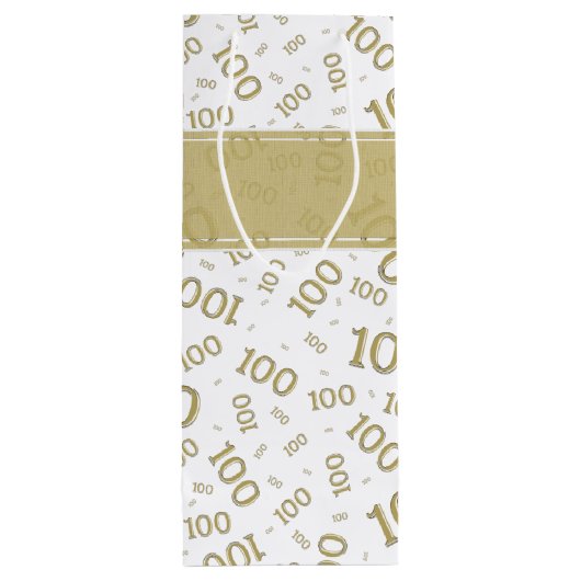 Sac Cadeau Pour Bouteille Centenarian 100th Gold Random Number Motif (Dos)
