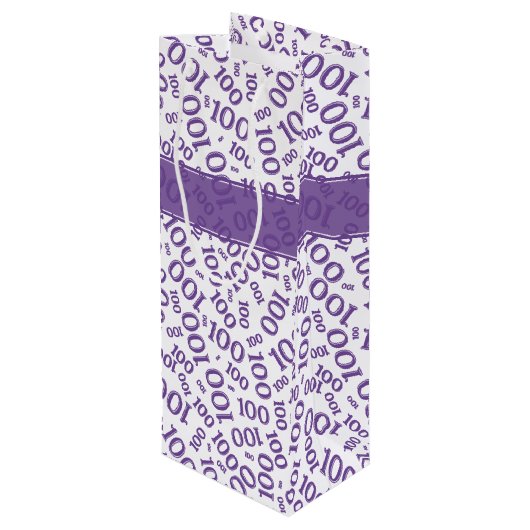 Sac Cadeau Pour Bouteille Centenarian 100th Purple Random Number Motif (Dos Angle)