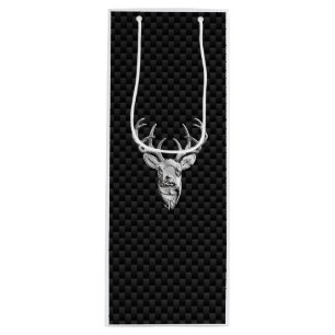 Sac Cadeau Pour Bouteille Cerf à queue blanche en argent sur impression en f