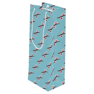 Sac Cadeau Pour Bouteille Cerisier en Fleur, Sakura, Motif Floral Rose