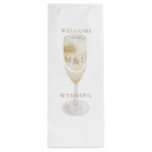 Sac Cadeau Pour Bouteille Champagne & Or Monogramme Mariage blanc Bienvenue (Dos)
