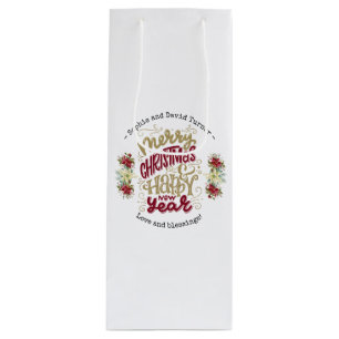 Sac Cadeau Pour Bouteille Charm Joyeux Noël Joyeux Nouvel An Typographie