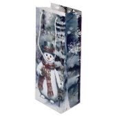 Sac Cadeau Pour Bouteille Charmant Snowman Aquarelle Forêt d'hiver (Devant Angle)