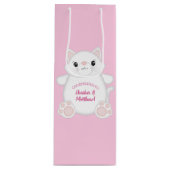 Sac Cadeau Pour Bouteille Chat Baby shower Kitty Rose (Devant)