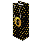 Sac Cadeau Pour Bouteille Chat noir et Pois d'or (Dos Angle)