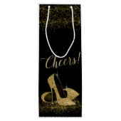 Sac Cadeau Pour Bouteille Chaussures à talon haute Parties scintillant en or (Dos)