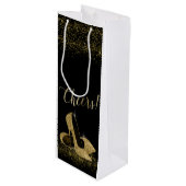 Sac Cadeau Pour Bouteille Chaussures à talon haute Parties scintillant en or (Devant Angle)