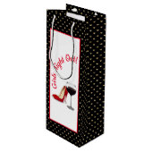 Sac Cadeau Pour Bouteille Chaussures Rouges Et Vin Rouge (Devant Angle)