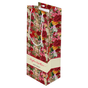 Sac Cadeau Pour Bouteille Cherubs victoriens vintage rose
