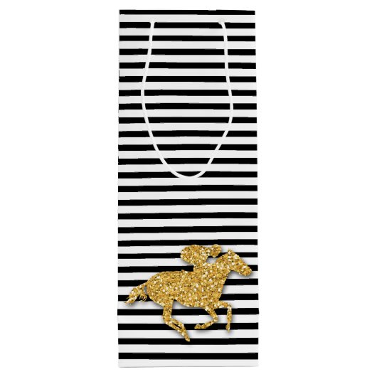 Sac Cadeau Pour Bouteille Cheval sur rayures noires et blanches (Dos)