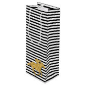 Sac Cadeau Pour Bouteille Cheval sur rayures noires et blanches (Devant Angle)
