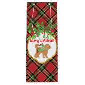 Sac Cadeau Pour Bouteille Chien de Noël Doodle Rouge Plaid Personnalisé (Dos)